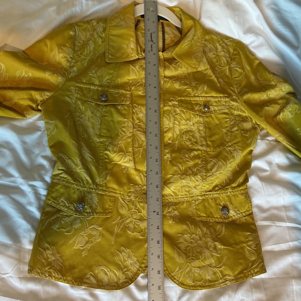 Sisley Yellow Floral Blazer 🌼 Size Small Fitted Jacket Button Front EUC - Picture 8 of 10